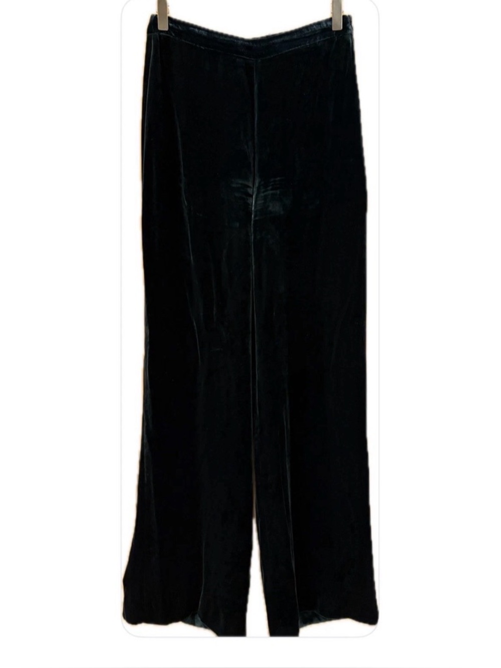 Zara Green Velvet High Rise Wide Straight Leg Flat Front Pants S